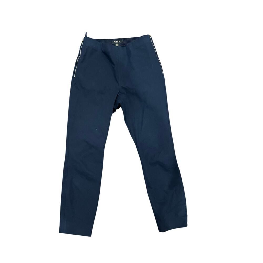 TED BAKER NAVY DENIM PANTS WITH ANKLE ZIPPERS SIZE 3